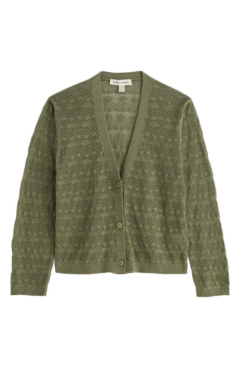 Seasalt Cornwall Sweet Day Pointelle Organic Cotton Cardigan, Alternate, color, Avocado