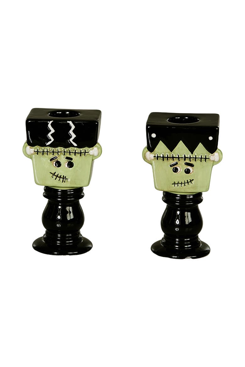 Dolomite Frankenstein Candle Holders Set of 2 Halloween, Alternate, color, Multicolored