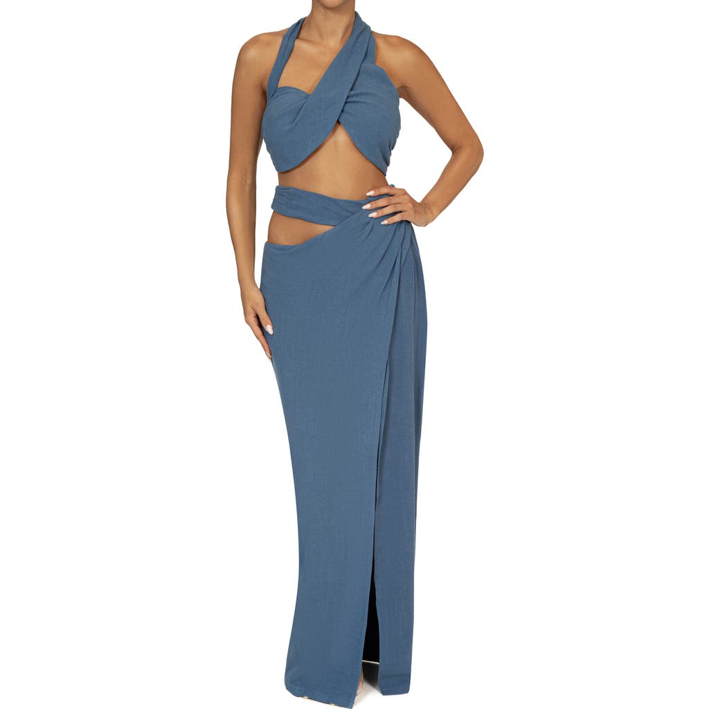 Jluxlabel New Age Crop Top & Maxi Skirt Set In Blue