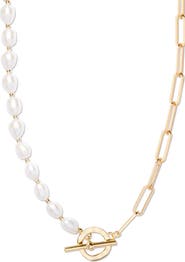 Brook and York Olive Baroque Freshwater Pearl 
Paper Clip Chain Necklace