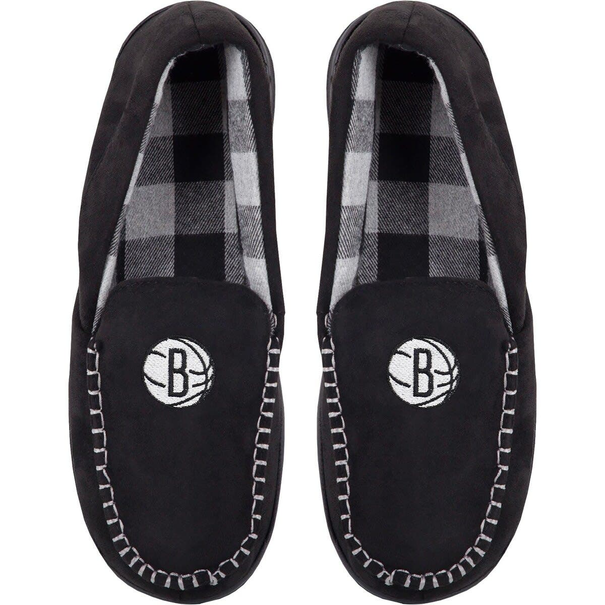 FOCO Men's FOCO Brooklyn Nets Team Logo Flannel Moccasin Slippers, Main, color, 