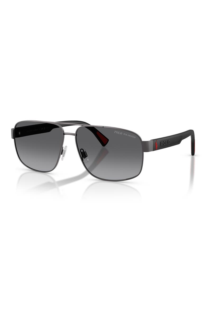 61mm Gradient Polarized Pilot Sunglasses, Alternate, color, SEMISHINY DARK GUNMETAL