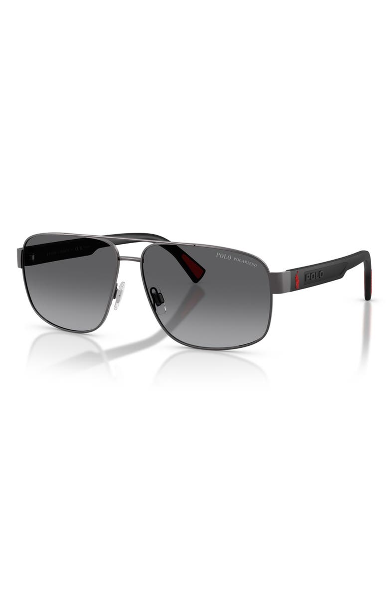 Polo Ralph Lauren 61mm Gradient Polarized Pilot Sunglasses, Alternate, color, Semishiny Dark Gunmetal