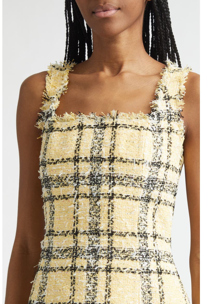 Check Glitter Tweed Minidress, Alternate, color, YELLOW