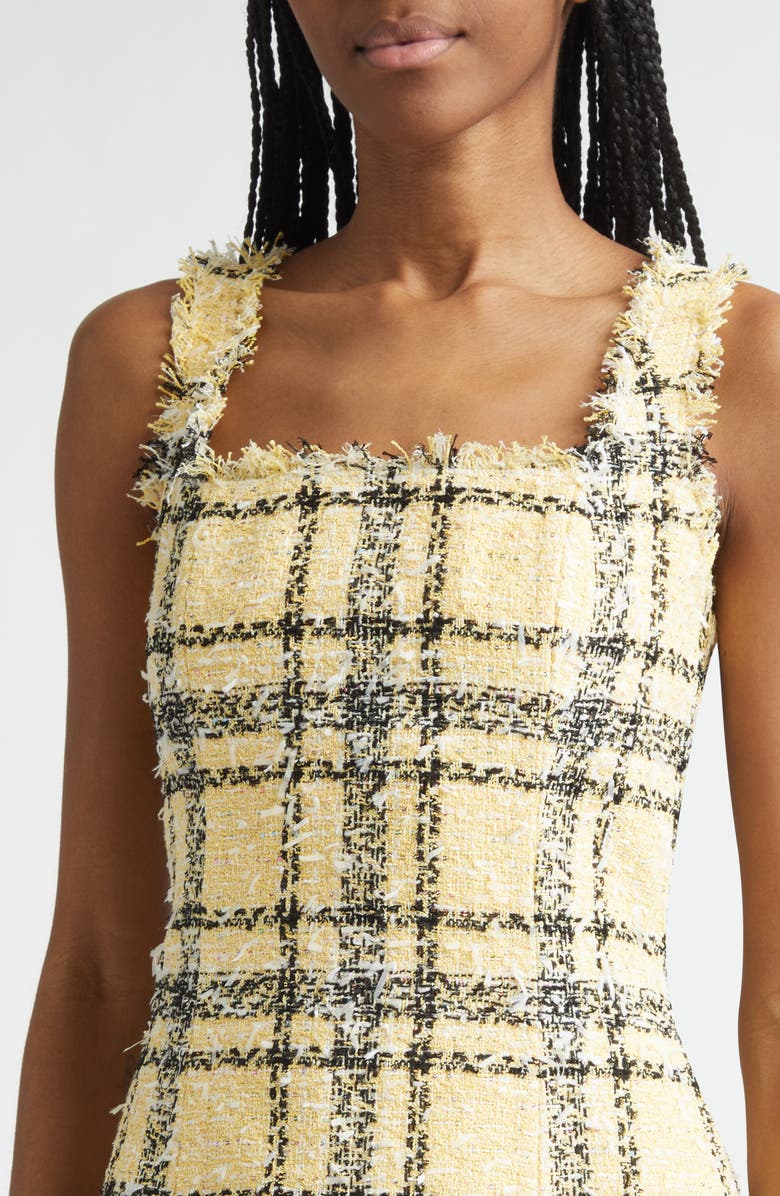 Balmain Check Glitter Tweed Minidress, Alternate, color, Yellow