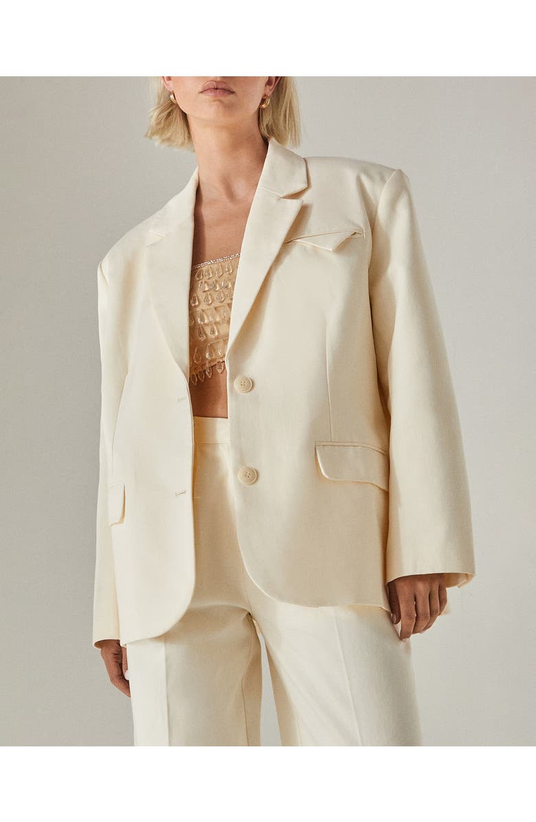 NASTY GAL Twill Oversized Tailored Blazer, Alternate, color, Cream