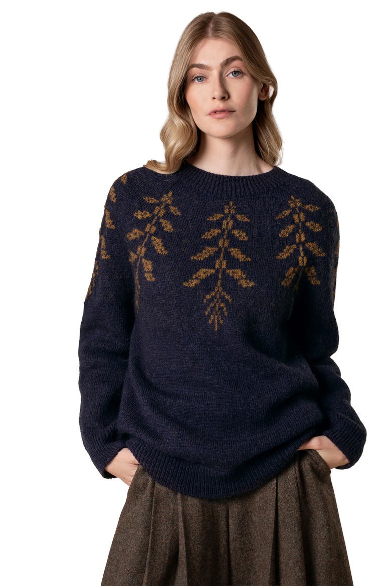Botanical Fair Isle Sweater, Main, color, Navy / Olive