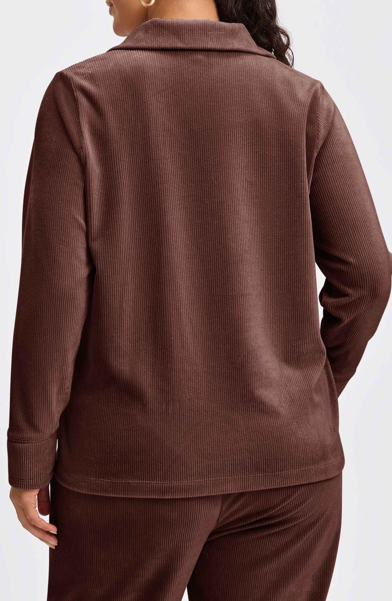 Foxcroft Sammy Corduroy Polo Top, Alternate, color, Chocolate