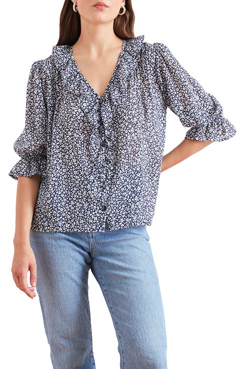 Chloe Ditsy Floral Ruffle Cotton Shirt