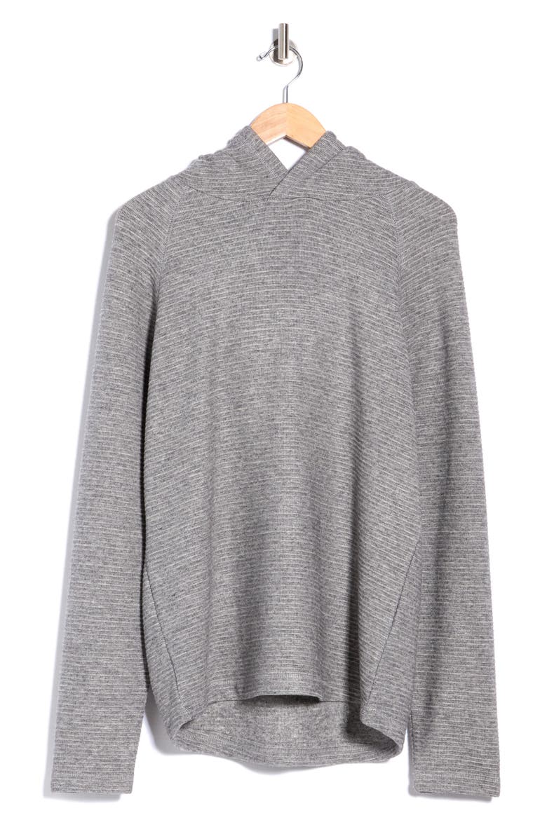 Ottoman Ribbed Pullover Hoodie, Alternate, color, HEATHER CHARCOAL