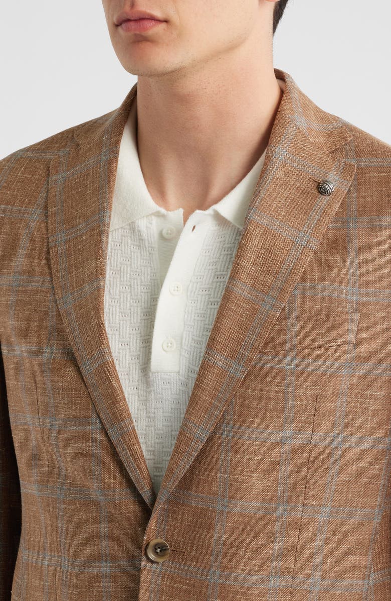 Jack Victor Hampton Tobacco Plaid Sport Coat, Alternate, color, Tobacco