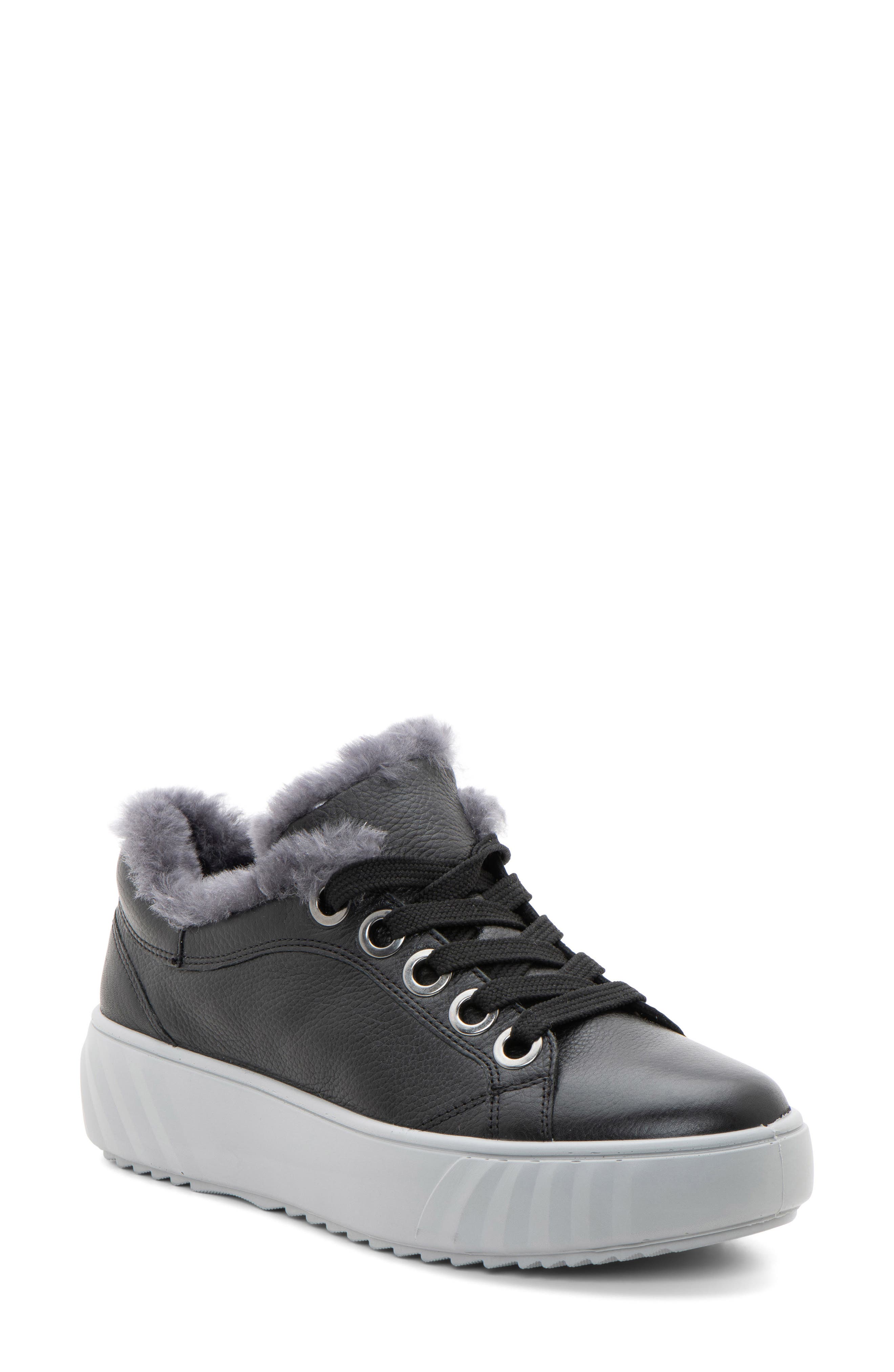 ara Mikky Genuine Shearling Sneaker, Main, color, Black