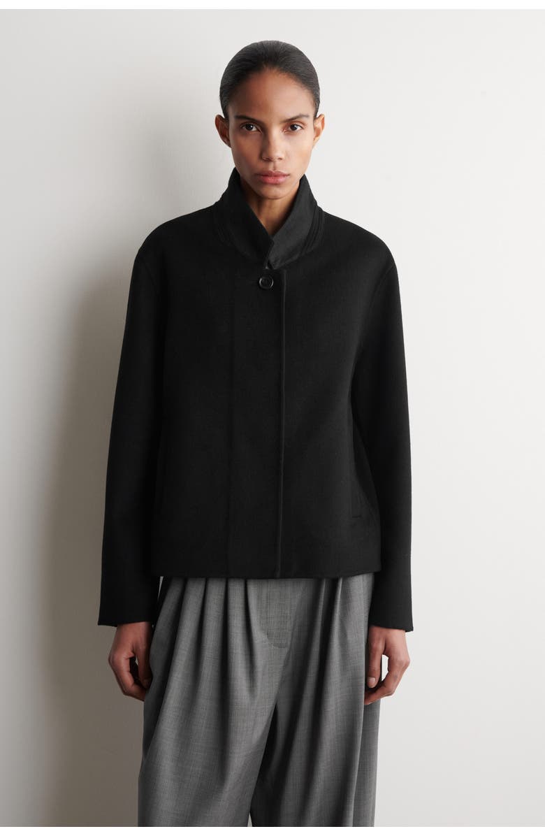 COS Structured Double-Faced Wool Jacket, Alternate, color, Black
