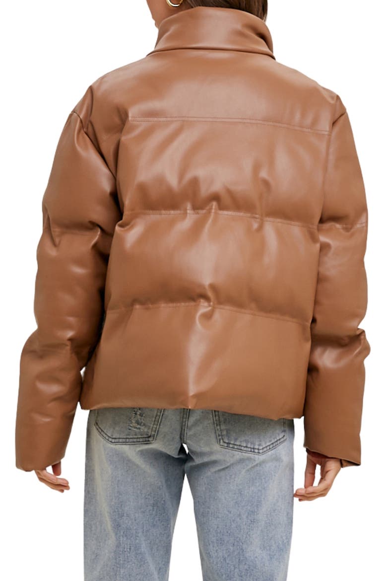 Faux Leather Puffer Jacket, Alternate, color, MOCHA