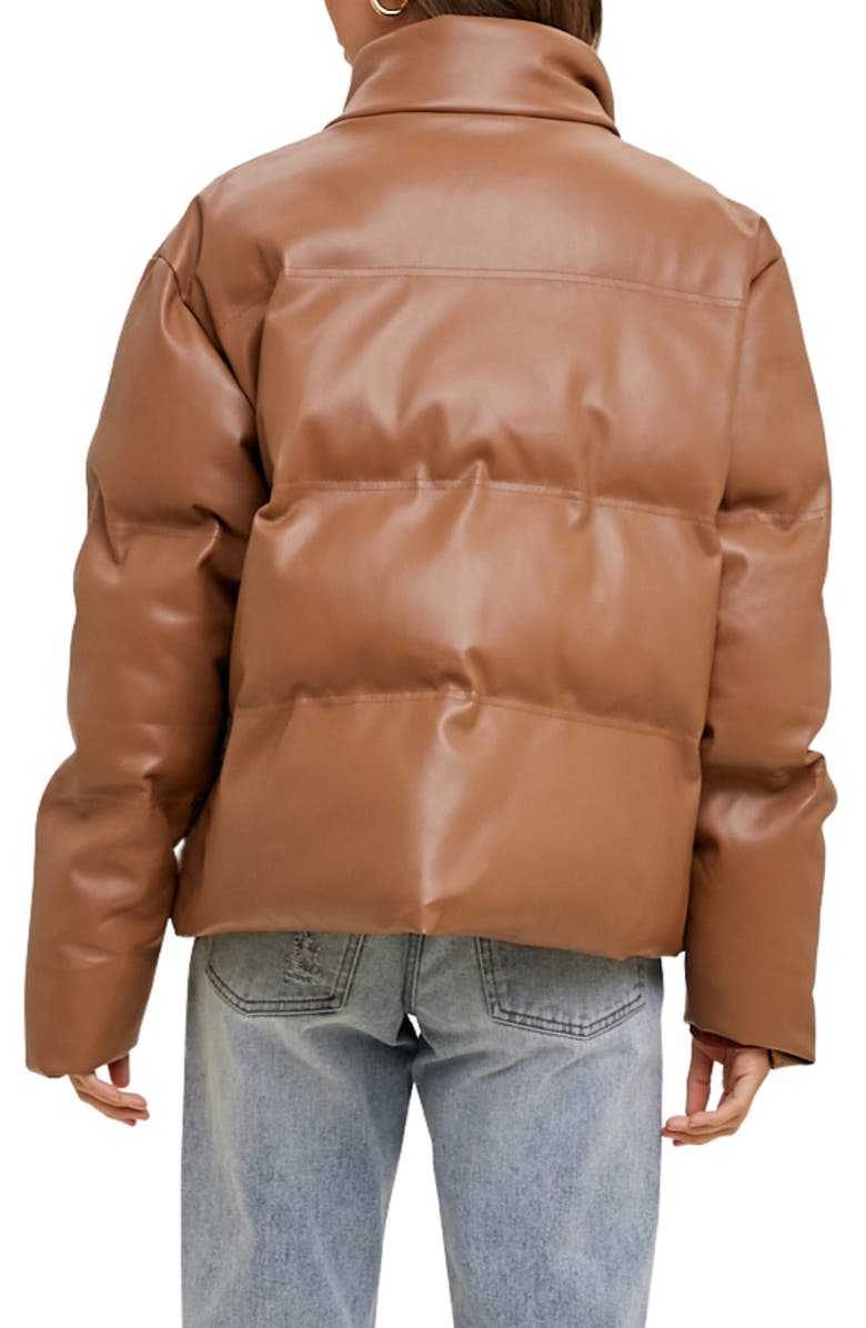 WISHLIST Faux Leather Puffer Jacket, Alternate, color, Mocha
