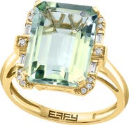 EFFY 14K Yellow Gold Green Quartz & Diamond Ring