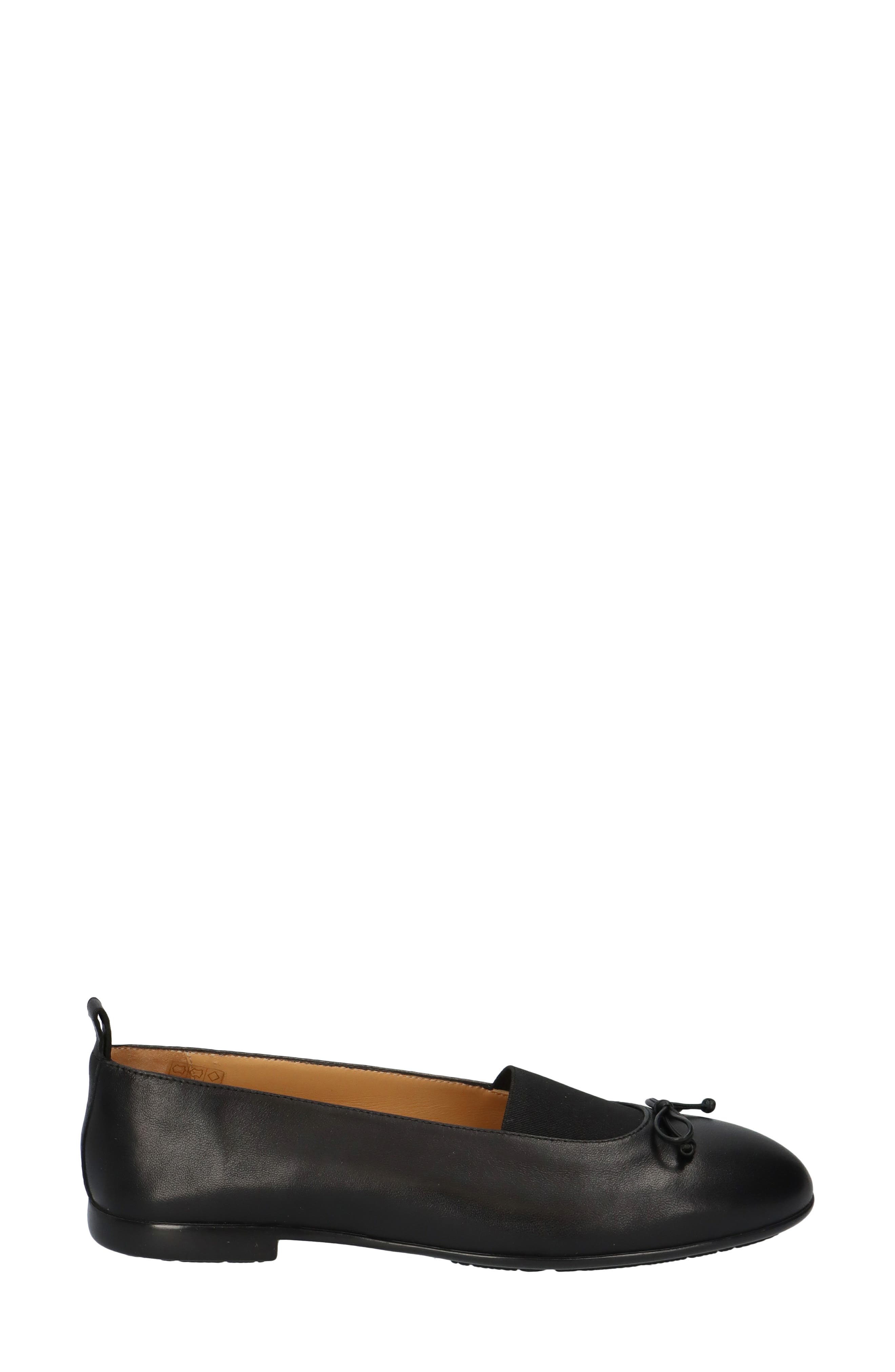 Bow Leather Ballet Flat, Alternate, color, BLACK
