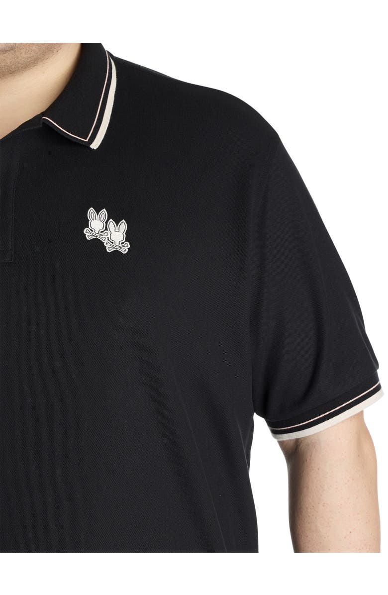 Psycho Bunny Big & Tall Elliot Piqué Polo Shirt, Alternate, color, Black