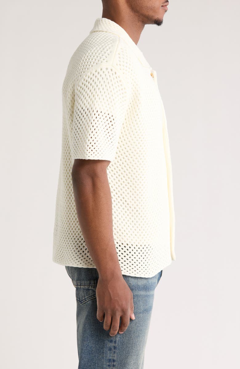 PacSun Spence Open Stitch Knit Button-Up Shirt, Alternate, color, Cream