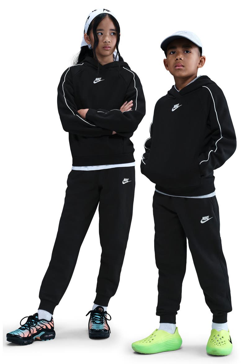 Kids' Sportswear Club Fleece Hoodie & Joggers Set, Alternate, color, BLACK/ BLACK/ WHITE/ WHITE