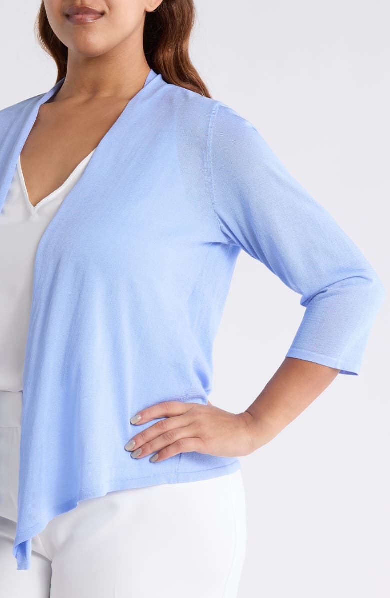 KASPER Self Edge Open Front Cardigan, Alternate, color, Paris Bleu