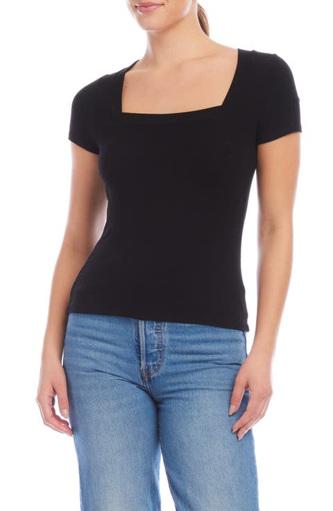 Mindy Square Neck Rib Top
