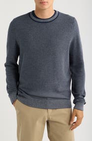 Nordstrom Two Tone Cotton & Cashmere Crewneck Sweater