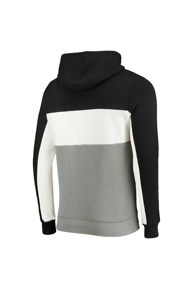 Men's Junk Food Black/White Brooklyn Nets Wordmark Colorblock Fleece Pullover Hoodie, Alternate, color, Black