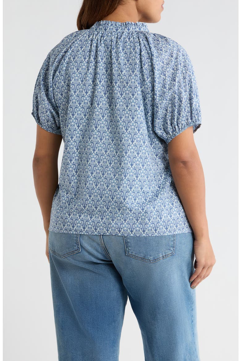 Lena Floral Puff Sleeve Top, Alternate, color, BLUE-WHITE