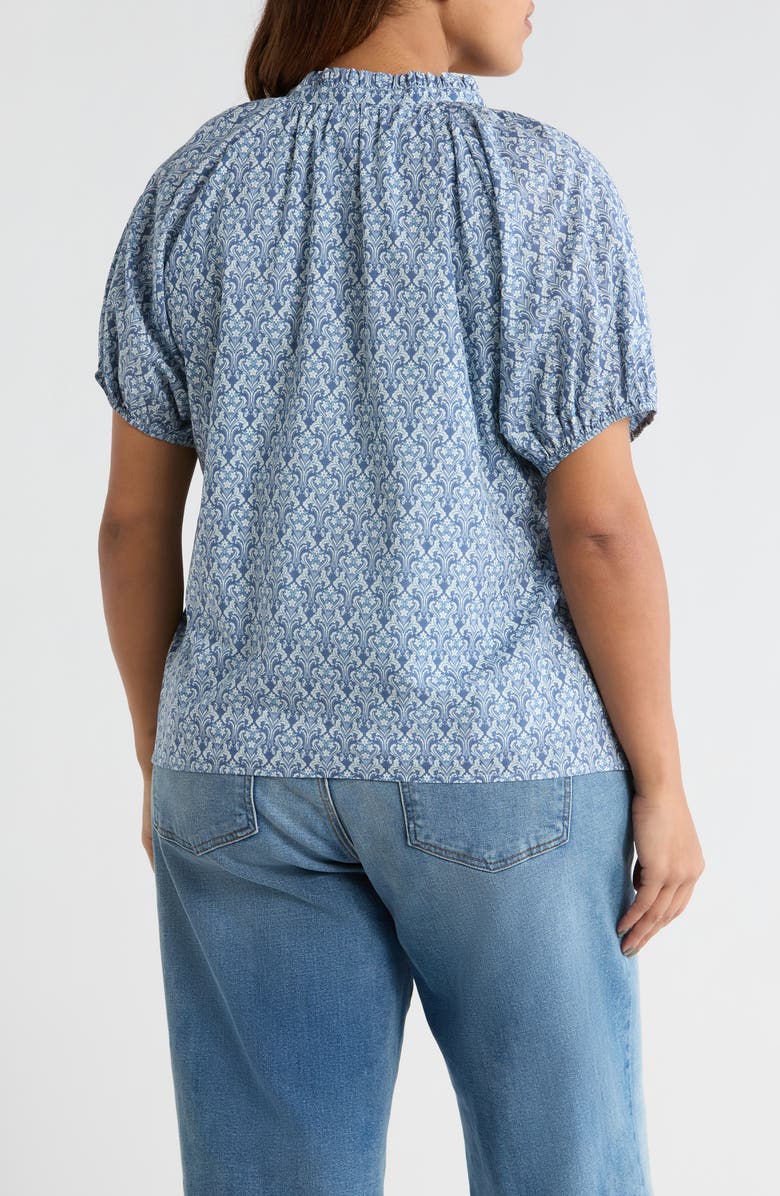 SUGARLIPS Lena Floral Puff Sleeve Top, Alternate, color, Blue-White