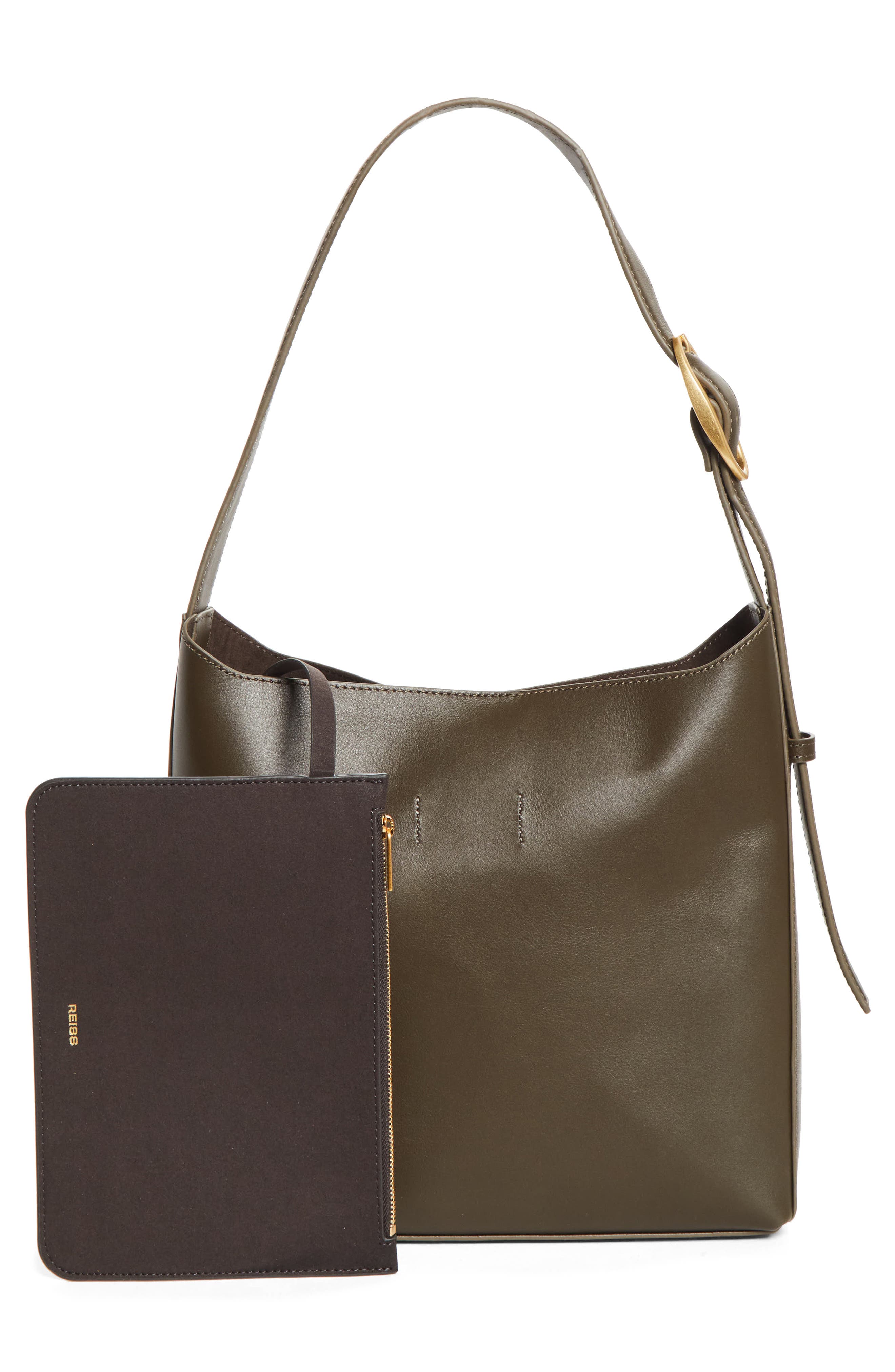 Greta Suede & Leather Shoulder Bag, Alternate, color, KHAKI