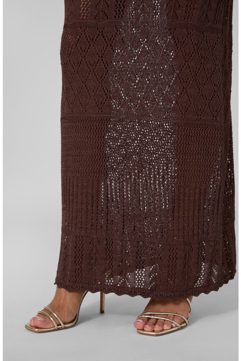 Vivianne Crochet Maxi Skirt, Alternate, color, DARK COFFEE