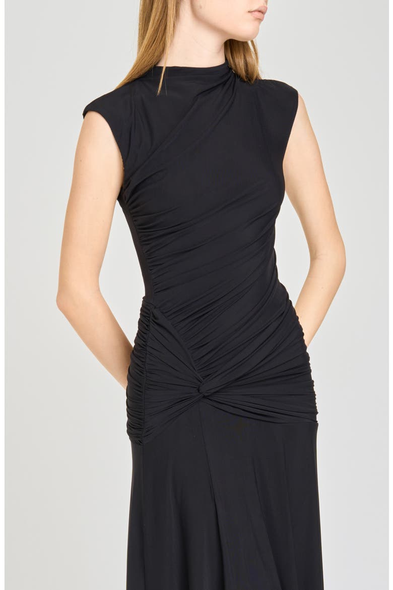 Sarielle Ruched Maxi Dress, Alternate, color, BLACK