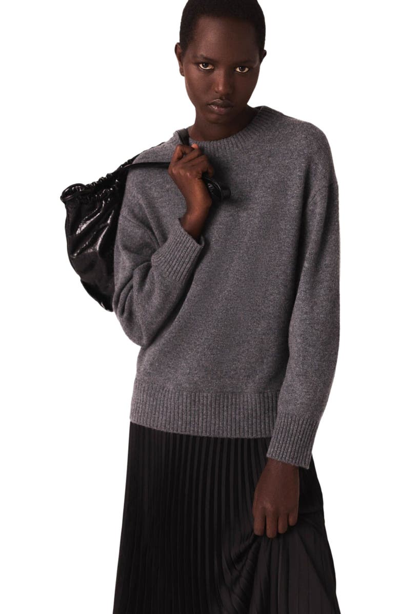 maje Dual-material maxi dress, Alternate, color, Grey/Black