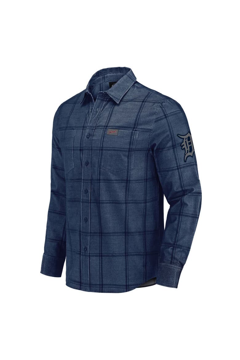 Men's Darius Rucker Collection by Fanatics Navy Detroit Tigers Thin Wale Corduroy Plaid Button Up Shirt, Alternate, color, Navy