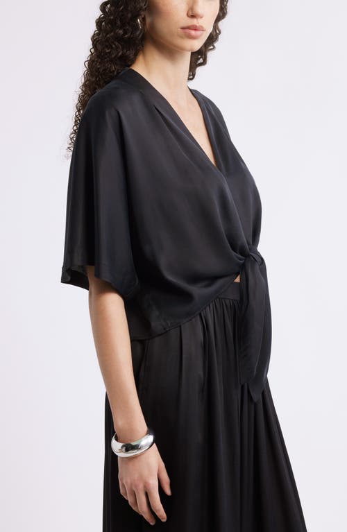 Nordstrom Tie Front Crop Top In Black