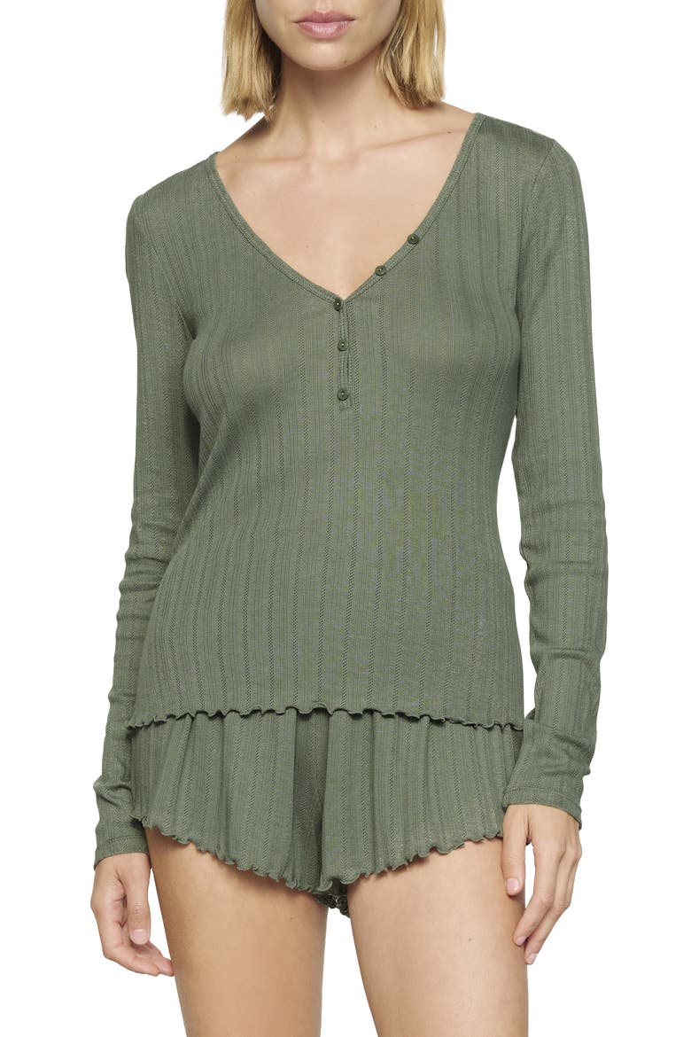 Pointelle Rib Henley Pajama Top, Main, color, DESERT SAGE