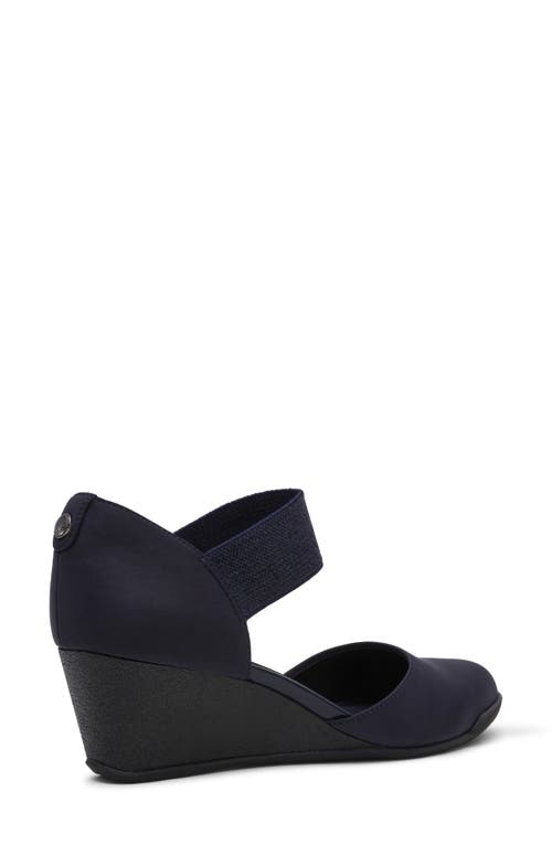 Anne Klein Tiffany Ankle Strap Wedge Pump In Blue