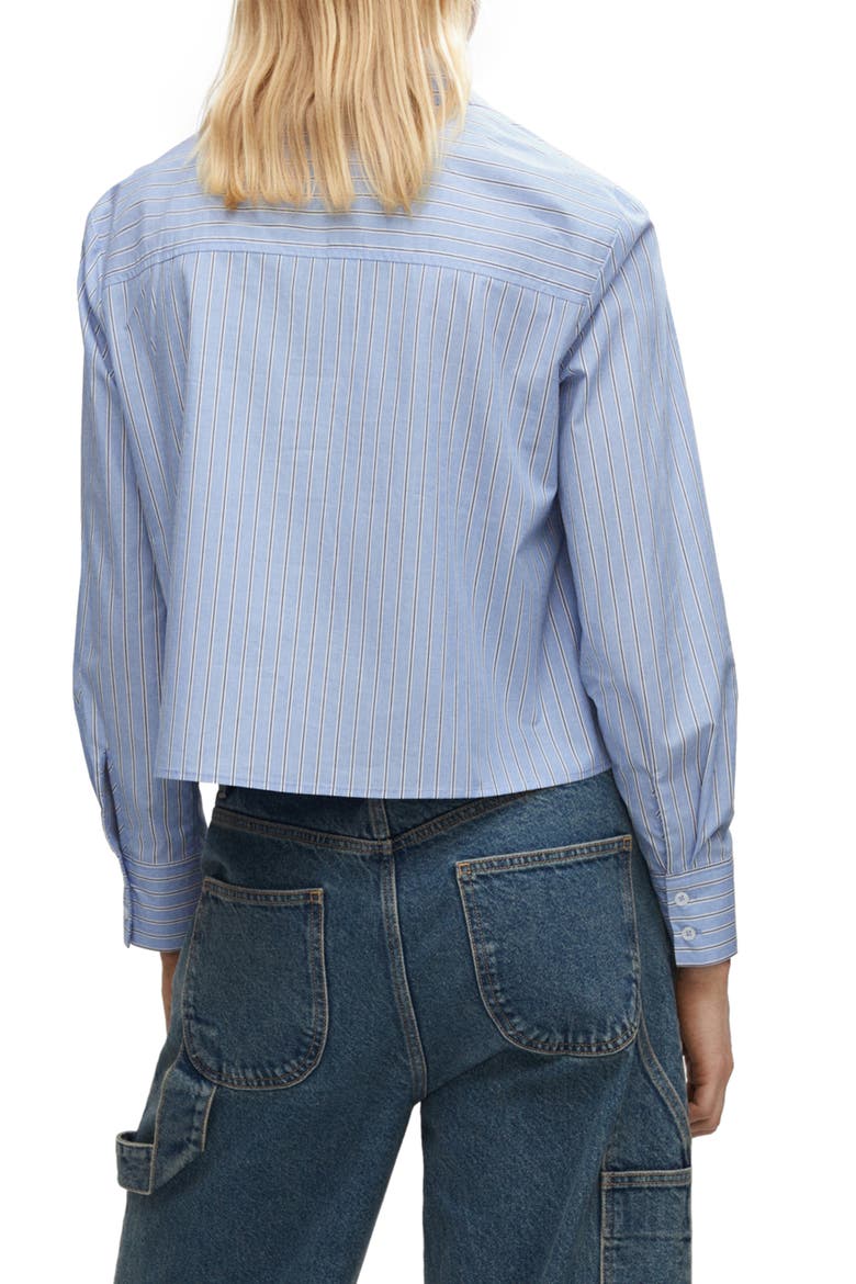 Stripe Crop Cotton Shirt, Alternate, color, BLUE