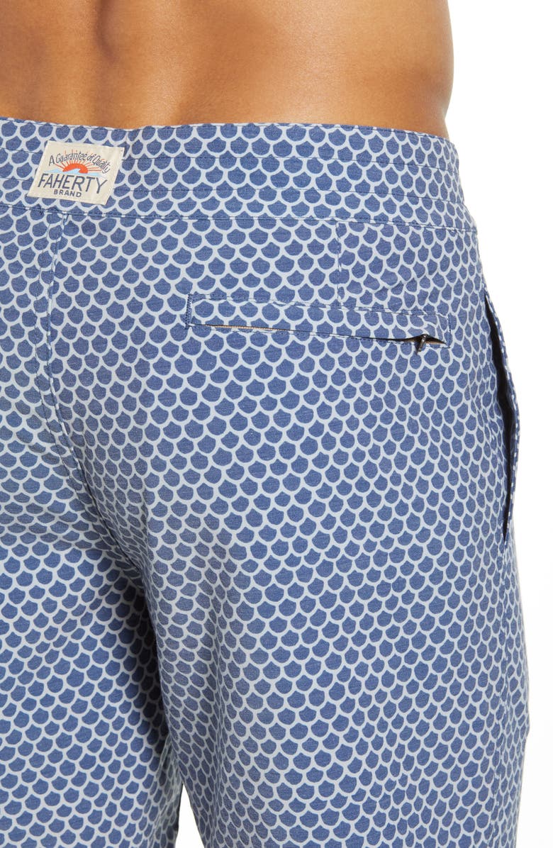 Faherty Scallop Print Board Shorts, Alternate, color, Fish Scale Batik