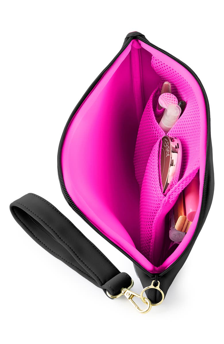 KUSSHI Neoprene Wristlet Clutch, Alternate, color, Black/ Pink