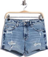Madden Girl Destructed High Waist Denim Shorts