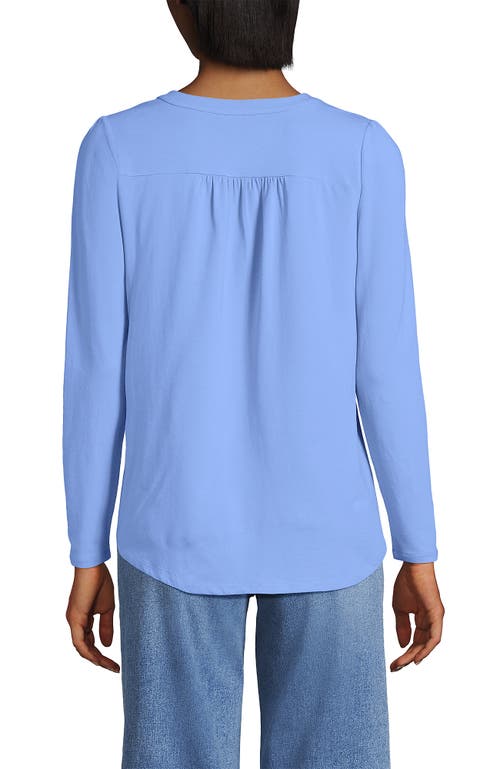 Lands' End Long Sleeve Lightweight Jersey Notch Neck Tunic Top In Blue