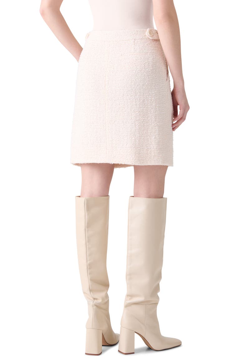 Bouclé Tweed Faux Wrap Skirt, Alternate, color, PALE PINK-CREAM