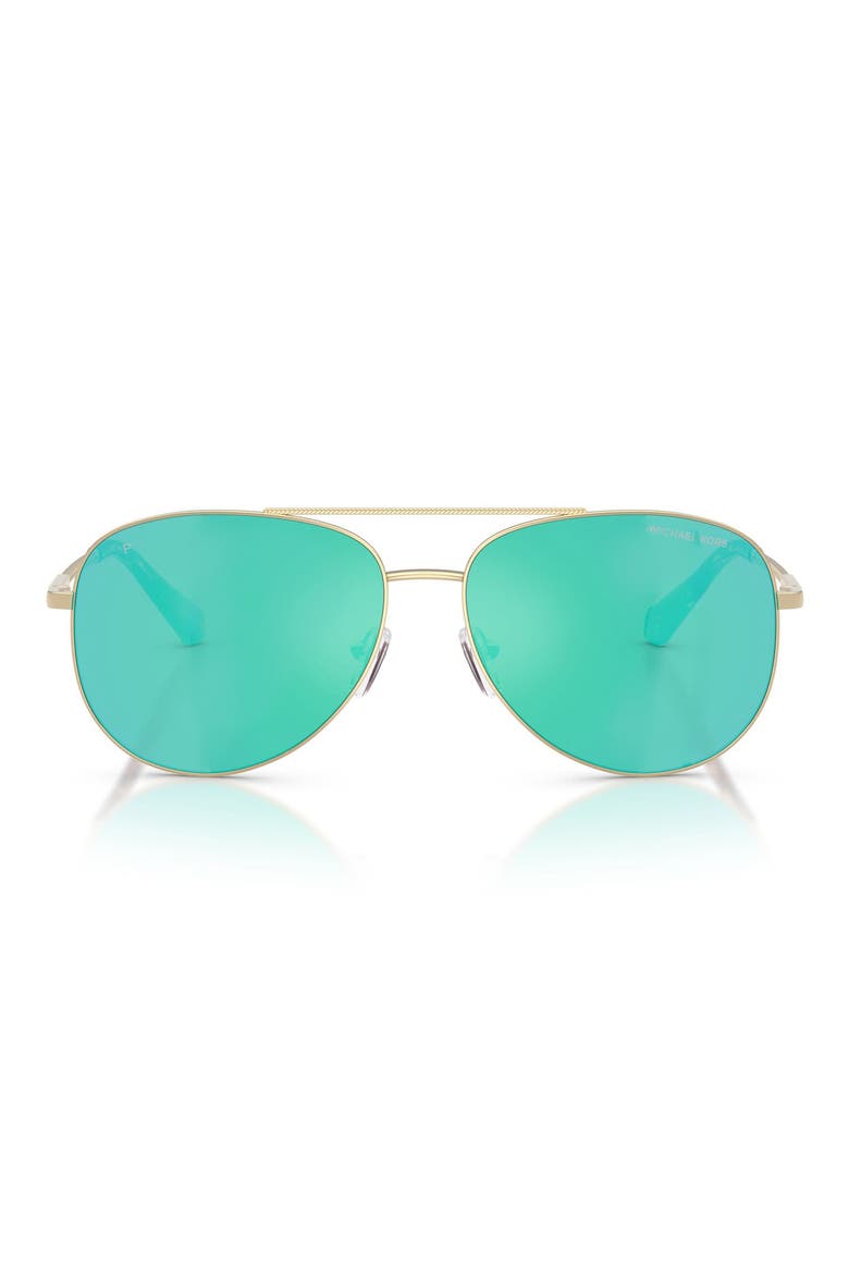 Perledo 58mm Polarized Pilot Sunglasses, Main, color, LIGHT GOLD / BLUE POLAR
