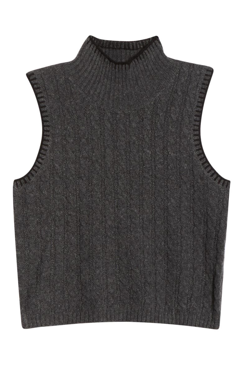 Zariah Cable Sleeveless Mock Neck Sweater, Alternate, color, CHARCOAL HEATHER
