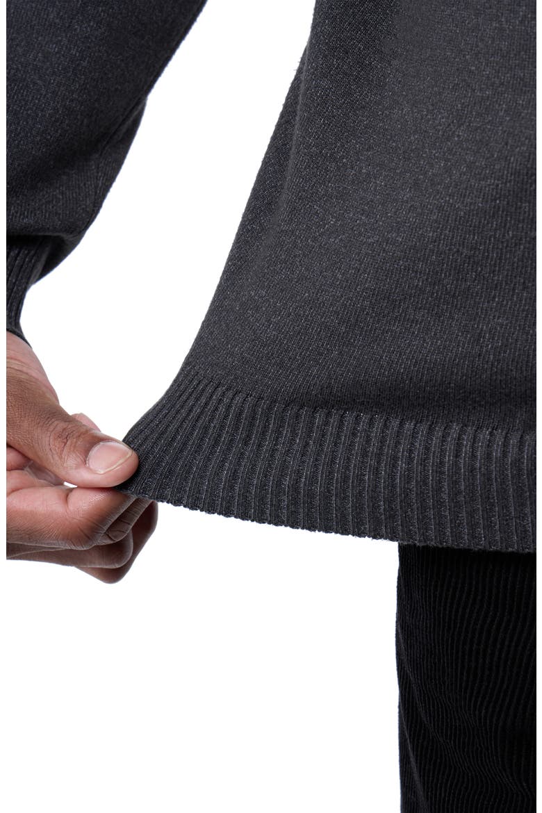 Mock Neck Quarter Zip Sweater, Alternate, color, HEATHER CHARCOAL
