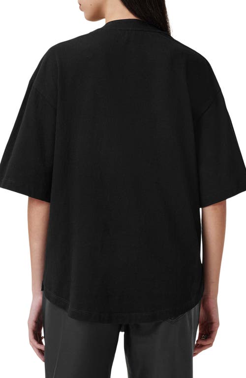 Allsaints Amelie Oversize Embellished Cotton Graphic T-shirt In Black