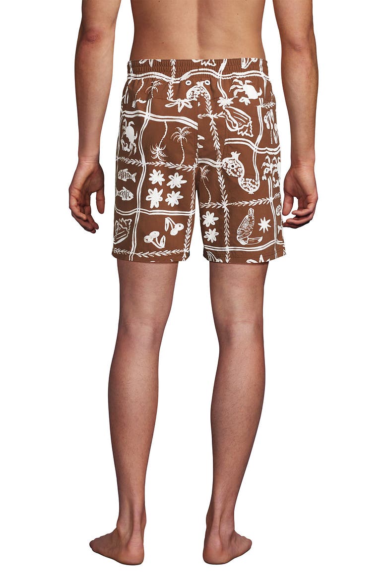 7 Inch Volley Hydroliner Swim Trunks, Alternate, color, Sea Stamp/Ivory/Brown