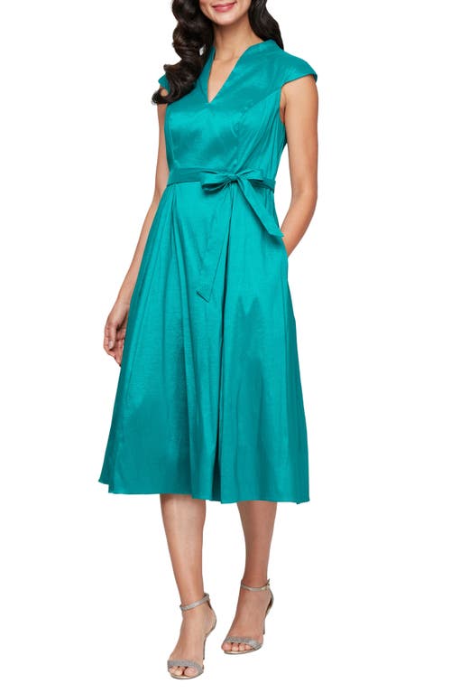 Alex Evenings Stretch Taffeta Cocktail Dress In Hot Teal